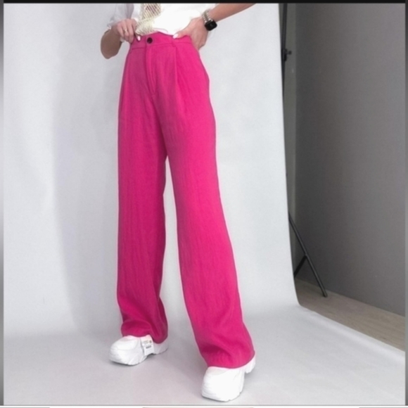 Zara Pants & Jumpsuits Zara Full Length Wide Pants Pink Poshmark